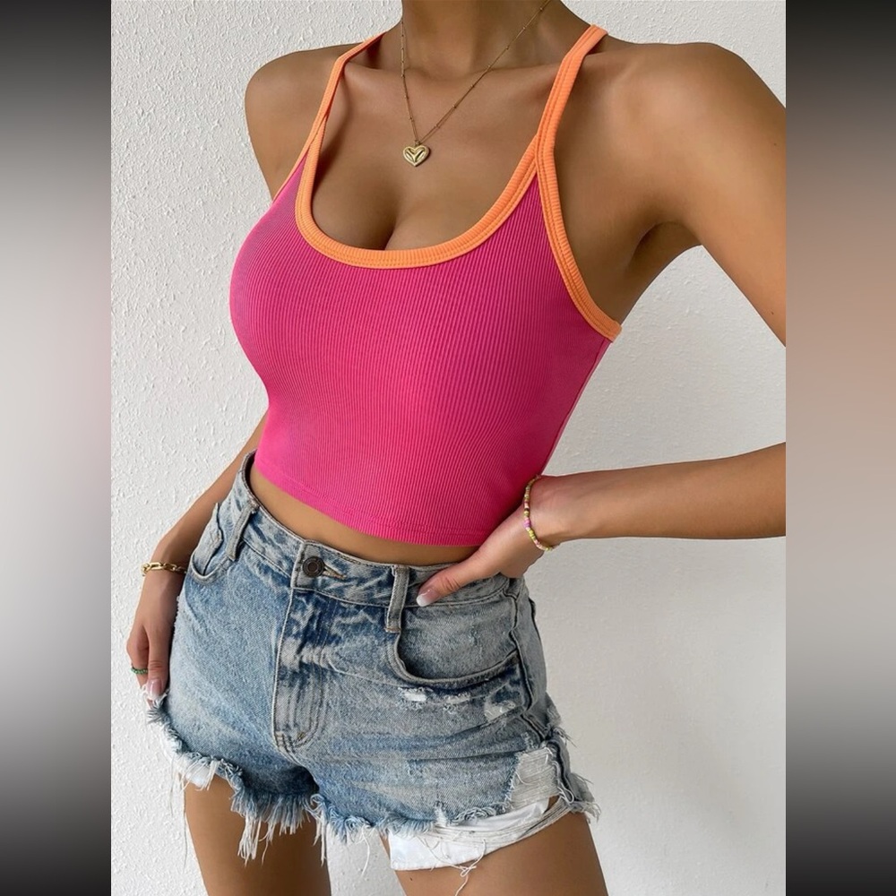 3/$50 | SHEIN Contrast Binding Crop Cami Top